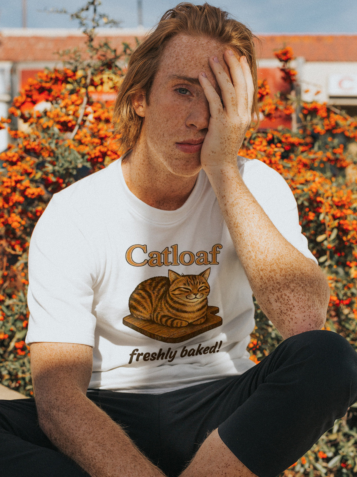 Catloaf Freshly Baked Unisex Heavyweight Unisex Crewneck T-shirt