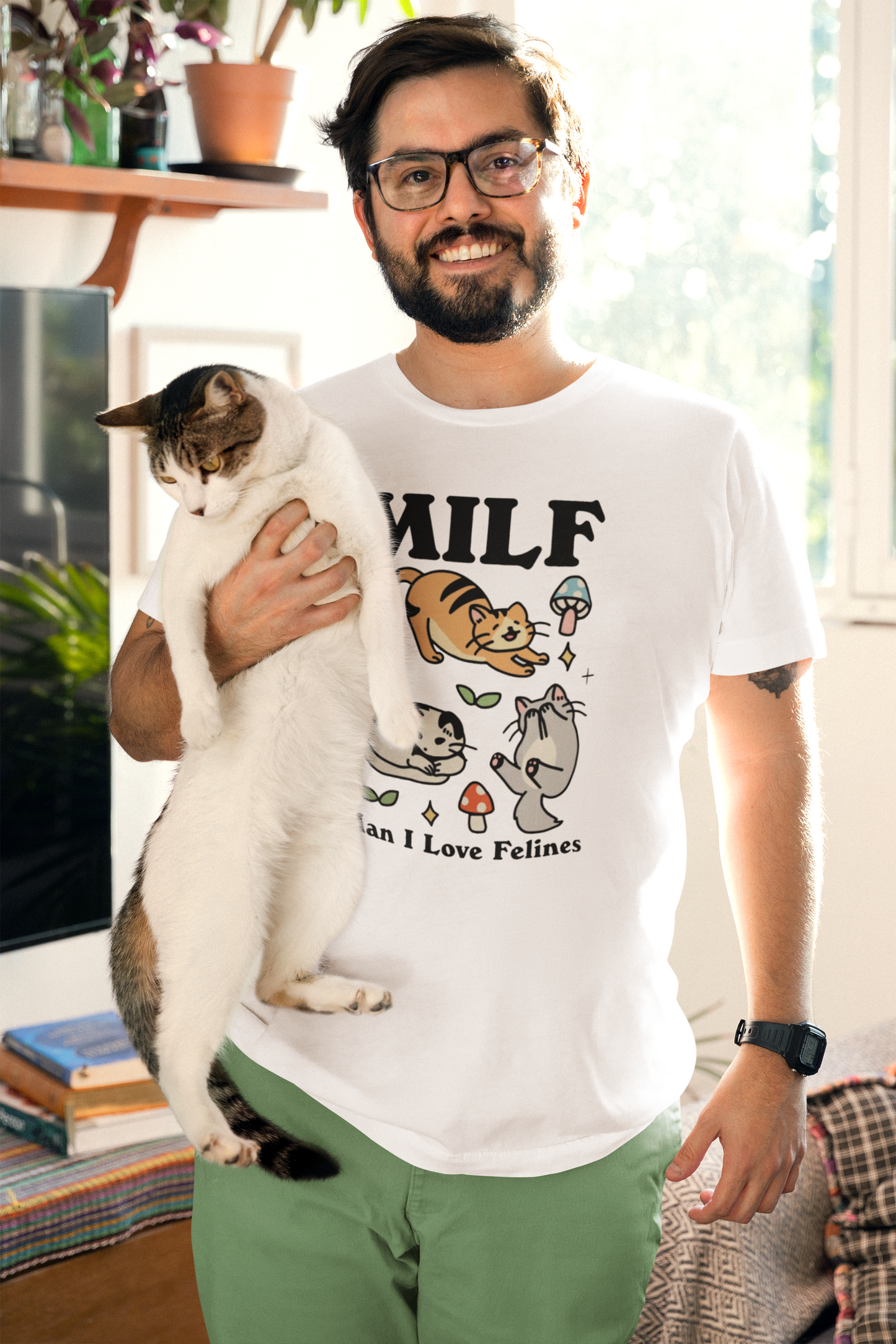 Man I Love Felines Heavyweight Unisex Crewneck T-shirt