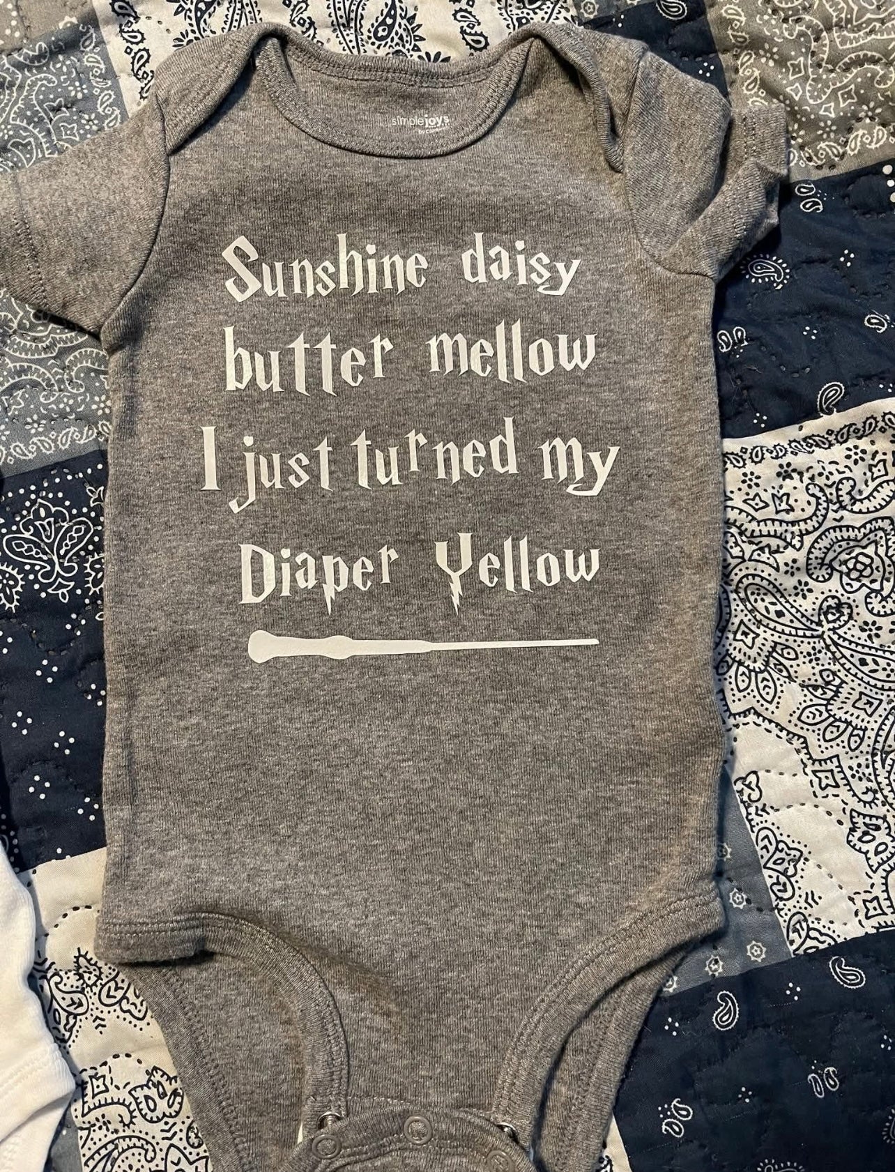 Sunshine Daisy Butter Mellow I Just Turned My Diaper Yellow Harry Potter Classic Baby Short Sleeve Bodysuit