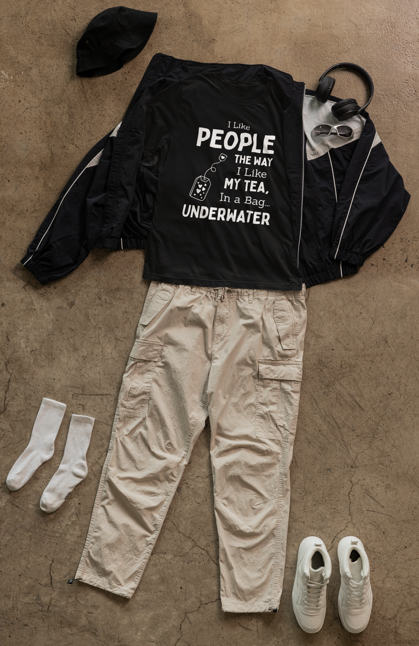 I Like People The Way I Like My Tea, In A Bag Underwater Tee Funny Heavyweight Unisex Crewneck T-shirt