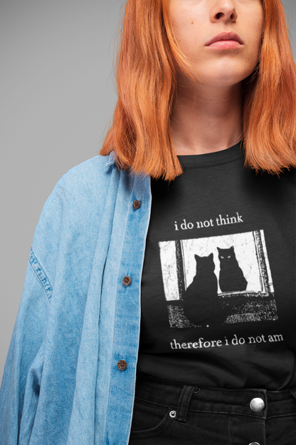 I do not think therefore i do not am, funny black cat Heavyweight Unisex Crewneck T-shirt