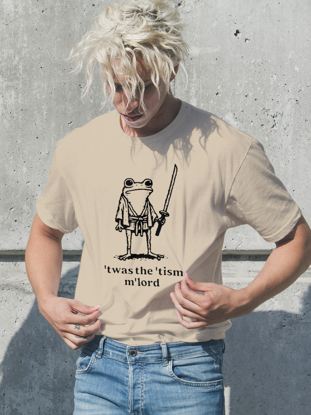 ‘‘Twas The ‘Tism M’lord Tee Funny Autism Awareness Top Silly Frog Shirt Heavyweight Unisex Crewneck T-shirt